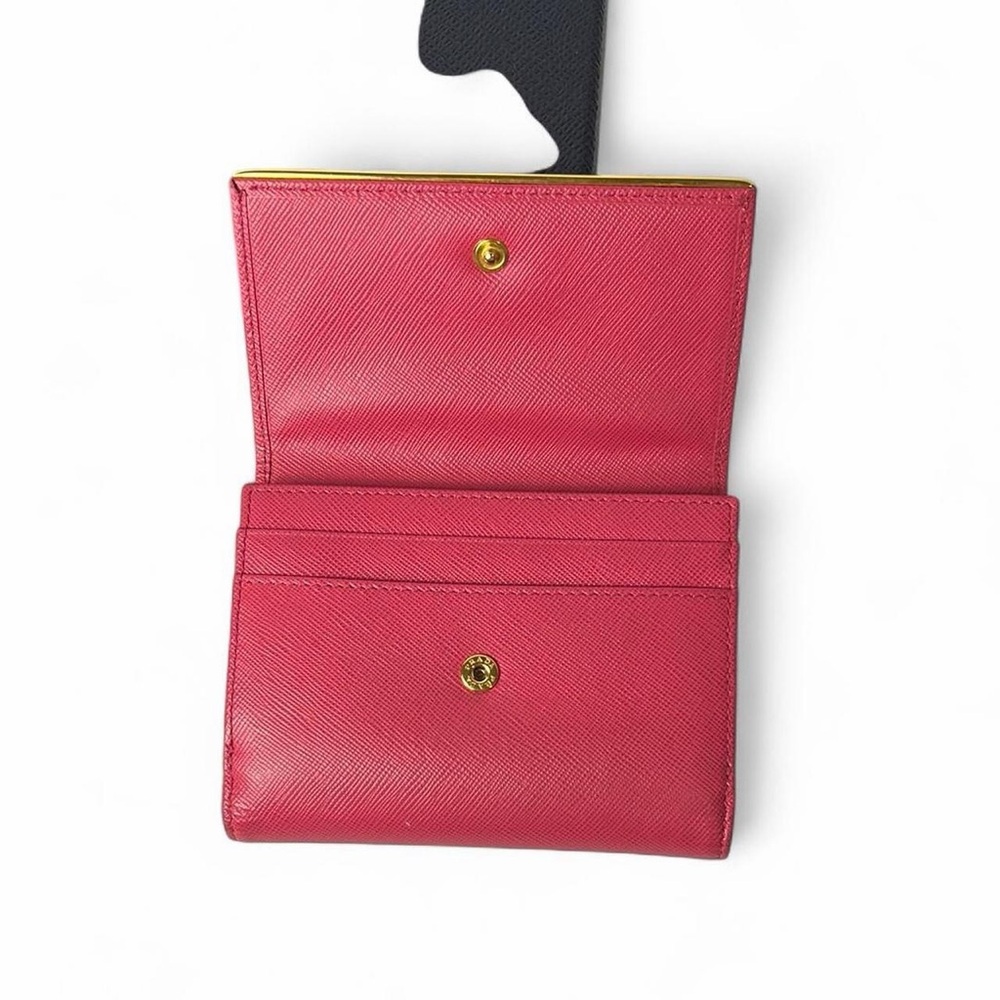 Authentic Prada Pink Saffiano Leather Trifold Wallet w/ Box & Card - Picture 4 of 6